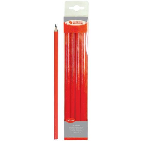 Crayon graphite rouge pour charpentier 6 pièces Taliaplast